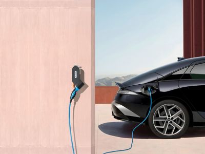 Hyundai IONIQ 6 with charging cable, Mode3 and Mobility dock accessories.