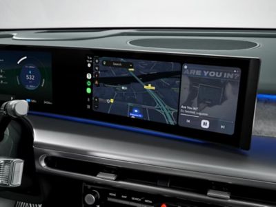 Das Display vom Hyundai IONIQ 9 mit aktiviertem Navigationssystem.