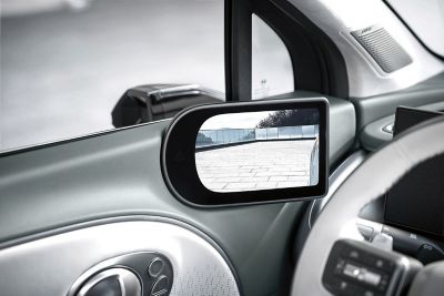 The interior monitor of the Digital Side Mirrors inside the IONIQ 9.