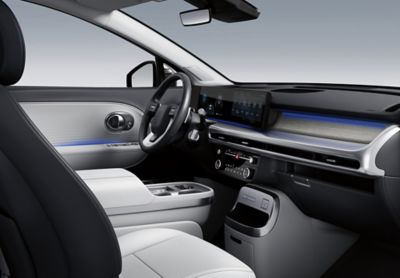 Customised ambient lighting inside the Hyundai IONIQ 9 electric SUV.