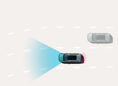 Navigation-based Smart Cruise Control: Hyundai IONIQ 9 adjusts speed using forward sensors while driving on a multi-lane road.