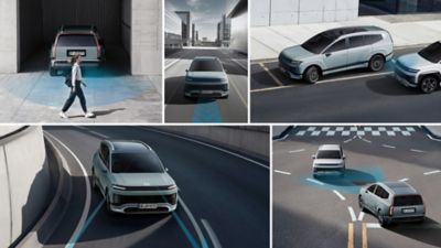 Multipicture showing various safety features of the IONIQ 9.