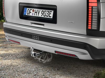 Retractable towing bar on the back of the Hyundai IONIQ 9 electric SUV.