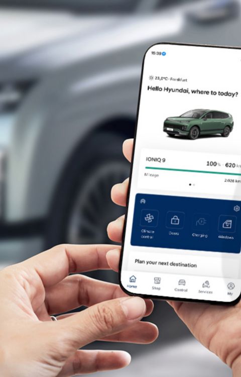 myHyundai app with battery and range information for Hyundai IONIQ 9.