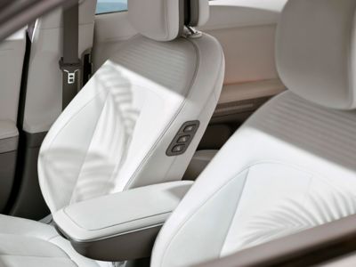 Seats from the Hyundai IONIQ 5 that have been produced with recycled plastic and eco-friendly material.