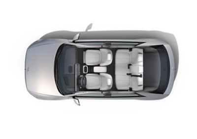 Hyundai's IONIQ 5 electric midsize CUV interior seen from above.