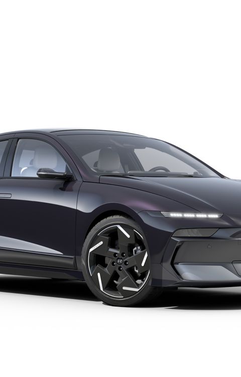 Hyundai IONIQ 6 electric sedan side 3/4 view.