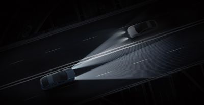 Intelligent Front-Lighting System illuminating the road of in front of the Hyundai IONIQ 6.