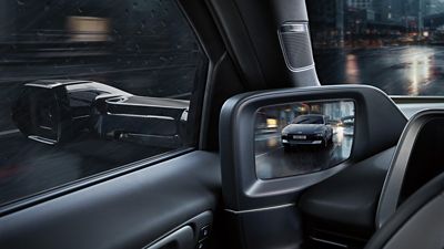 New Digital Side Mirrors and interior monitor of the new Hyundai IONIQ 6 electric sedan.