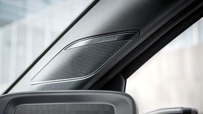 Hyundai IONIQ 6 interior pillar speaker near the front window.