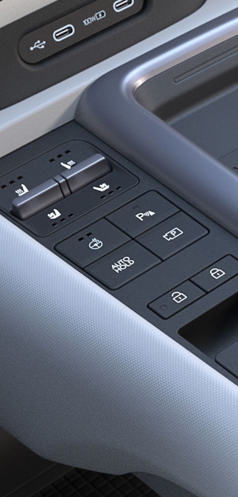 Toggle switches for the seat heating and seat ventilation in the Hyundai IONIQ 6 electric sedan.