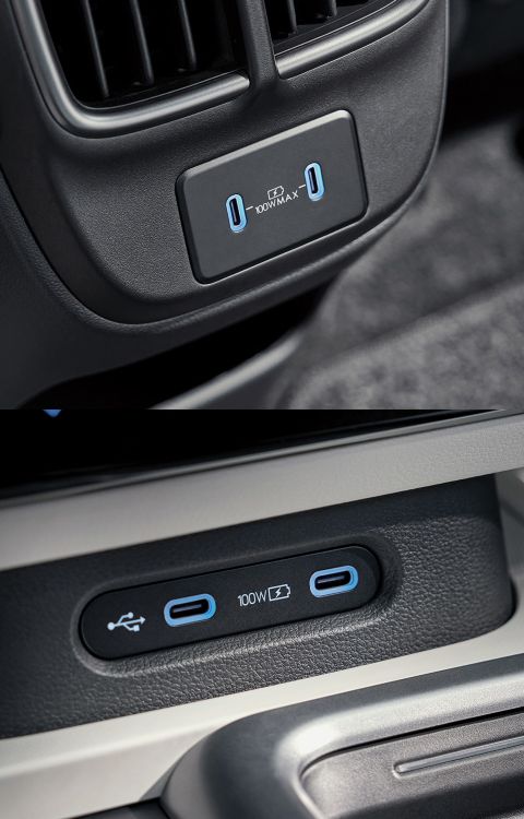  USB-C ports in the first and second rows of the Hyundai IONIQ 6.