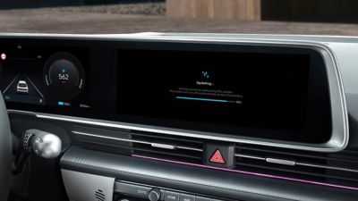 Over The Air vehicle software updates on the centre touchscreen inside the Hyundai IONIQ 6.