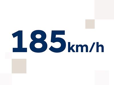 Number 185 describing the Hyundai IONIQ 6’s top speed of 185 kilometres per hour.