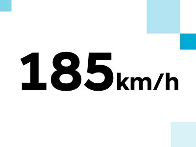 Number 185 describing the Hyundai IONIQ 6’s top speed of 185 kilometres per hour.