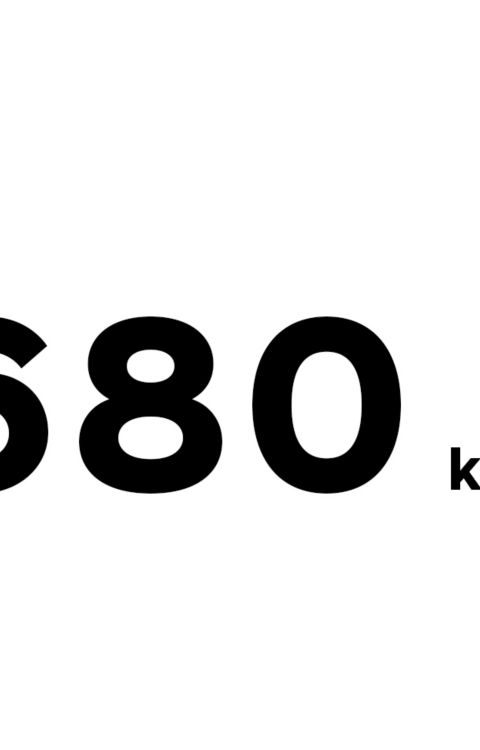 Hyundai IONIQ 6’nın 680 kilometrelik menzilini gösteren 680 sayısı.