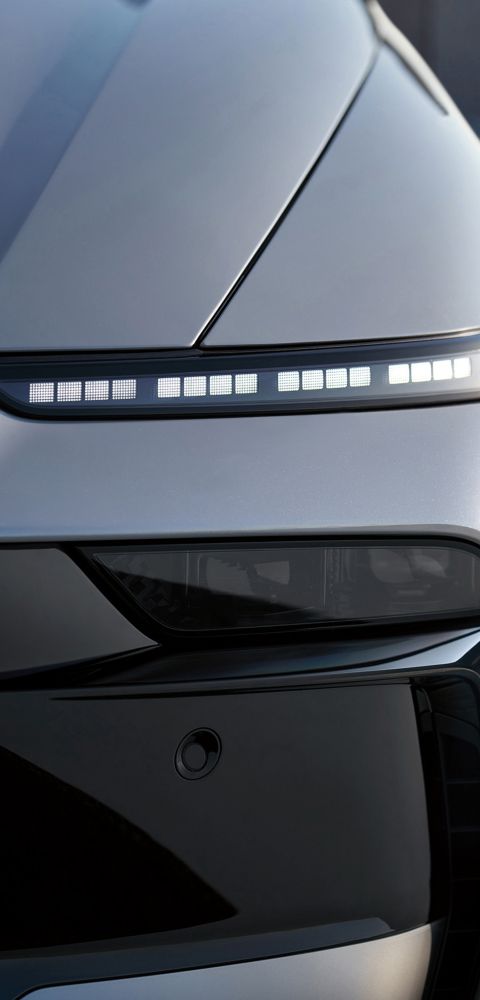 Hyundai IONIQ 6 front close-up with slim LED daytime running lights