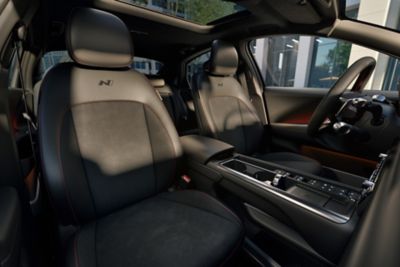 N Line sport seats inside a Hyundai IONIQ 6 N Line electric sedan.