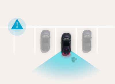 In Cabin Camera: Overhead view of a Hyundai IONIQ 6 driving within lane markings while an in-cabin camera monitors driver attention.