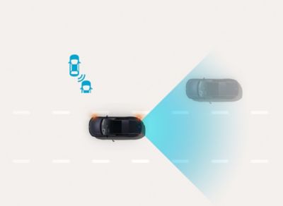 Blind-Spot Collision-Avoidance Assist: Hyundai IONIQ 6 detects vehicles in adjacent lanes and alerts before a lane change.
