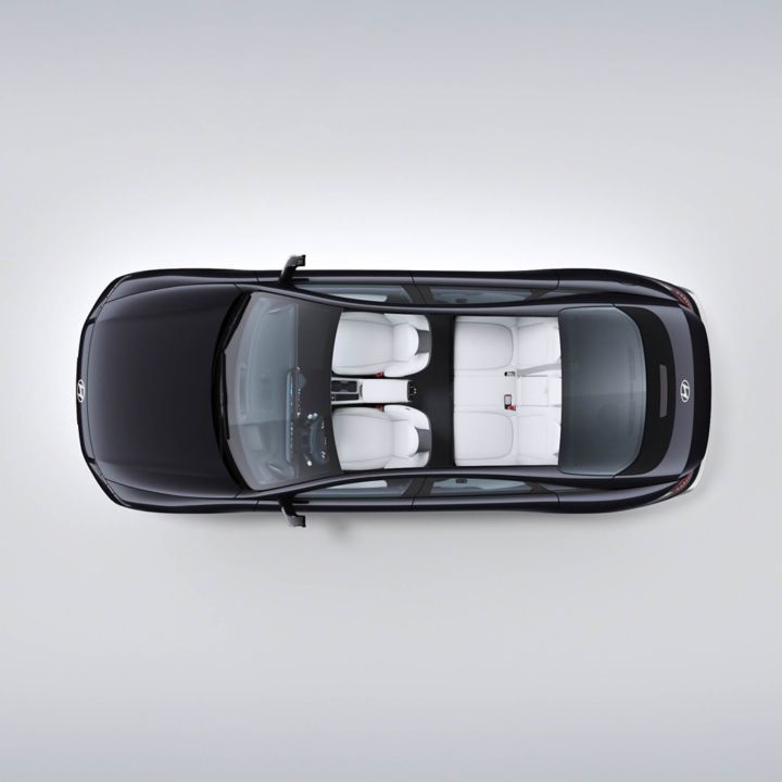 Video of IONIQ 6 showing spilt rear seats fold down for 2054 litres of cargo space.