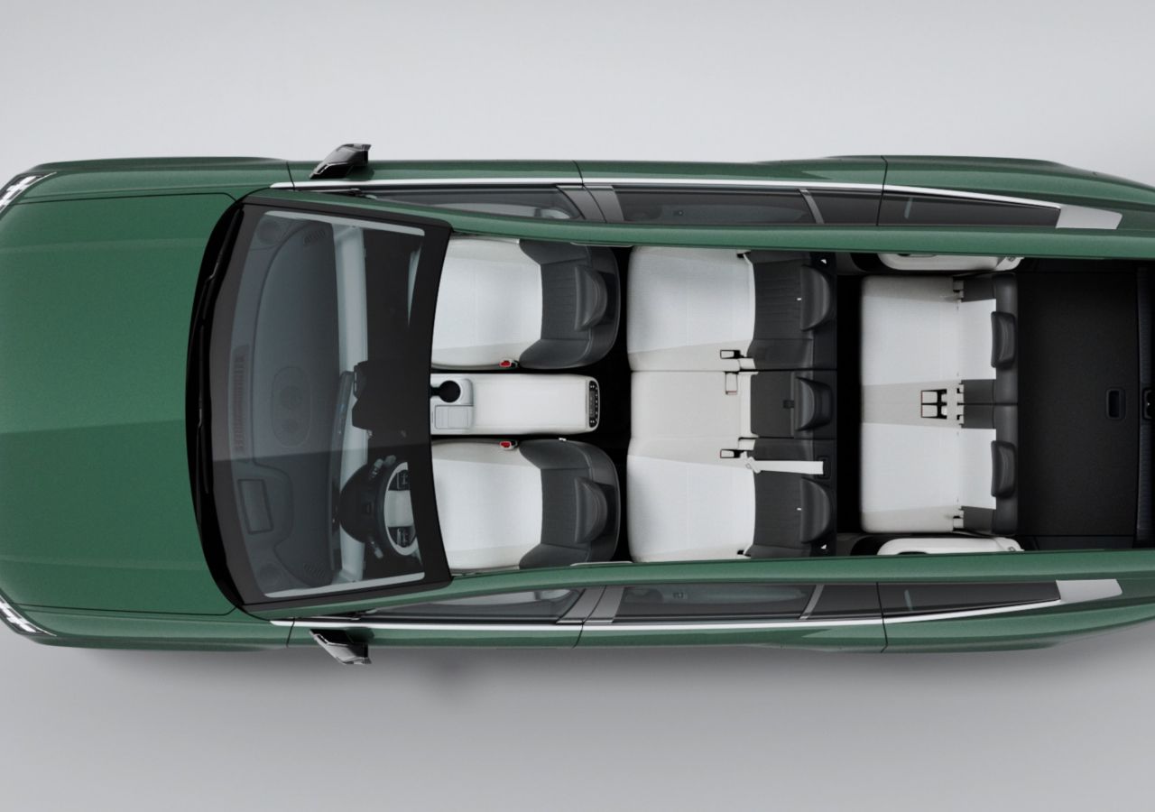 Animation montrant comment la 2e et la 3e rangée dans le Hyundai IONIQ 9 se replient à plat.