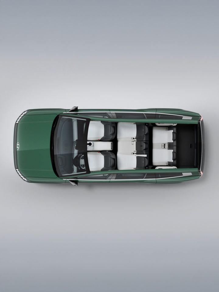 Animation showing the ways the 2nd and 3rd rows fold flat in the Hyundai IONIQ 9.