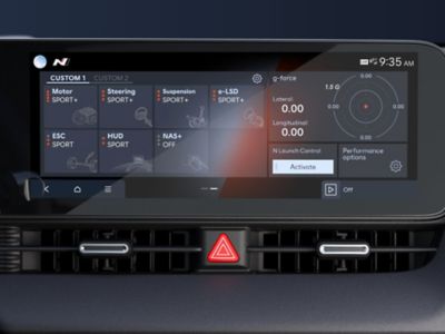 Displej Hyundai IONIQ 5 N zobrazující nastavení elektronicky řízeného odpružení. 
