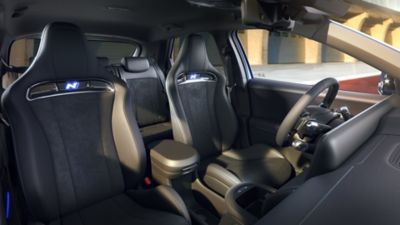 The bucket seats in the Hyundai IONIQ 5 N high-performance EV. 