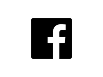 Facebook icon in black and white.