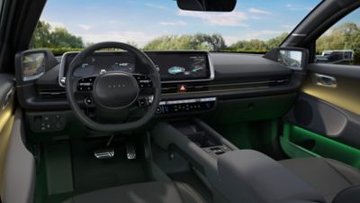 Hyundai IONIQ 6 Black package driver's view with the dashboard.