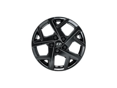 Hyundai 16 inch alloy wheel in glossy black.