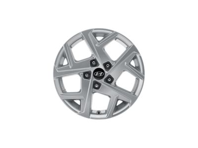 Hyundai five-spoke 16 inch alloy wheel in metal colour.