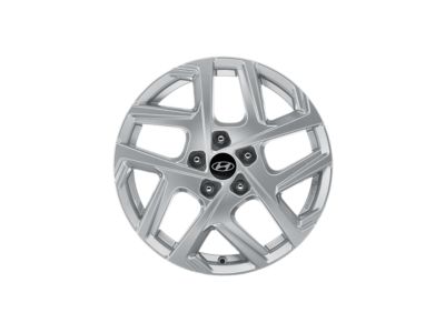 Hyundai 17 inch alloy wheel in metal colour.