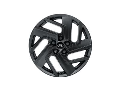 Hyundai 18 inch alloy wheel in matt black colour.