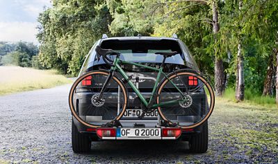 Hyundai NEXO with mounted bike carrier for all tow bars transport accessory.