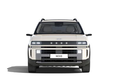 A Hyundai NEXO hydrogen powered SUV seen from the front.