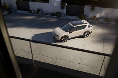 The Hyundai NEXO shown from above, parked in a driveway