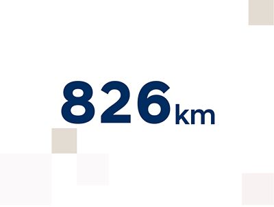 826 km range icon of the Hyundai NEXO FCEV.