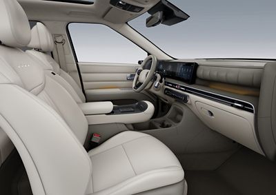 The front row Premium Relaxation Seats inside Hyundai NEXO.	