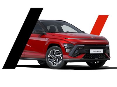 The front of the Hyundai KONA N Line with its reimagined front bumper and grille.