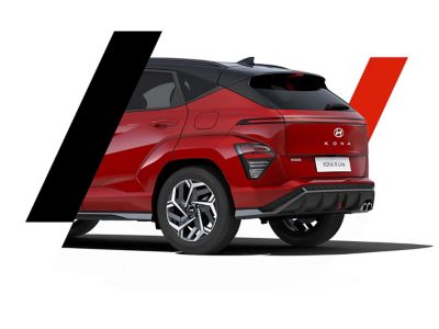 The rear of the Hyundai KONA N Line with its sportier design.