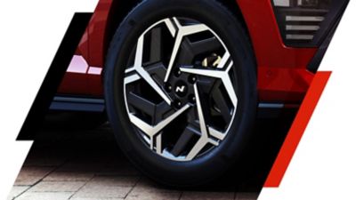 The exclusive N Line alloy wheels on your Hyundai N Line model.