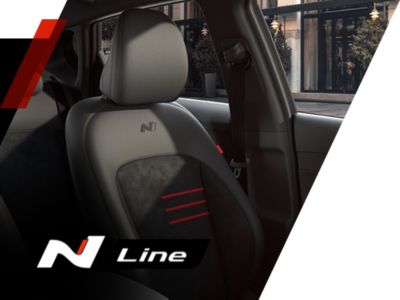 The sporty seats inside of the cockpit of the Hyundai N Line models.