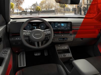 N Line steering wheel inside the cockpit of the Hyundai N Line models.