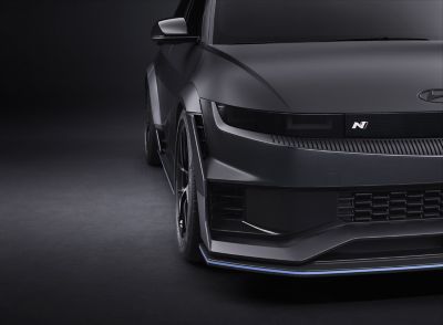 Hyundai IONIQ 5 N NPX1 front bumper with carbon front splitter by N Performance Parts.