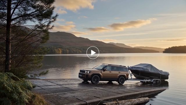  Hyundai Plug-in Hybrid with 1700 kg towing capacity pulling a boat trailer out of a lake.