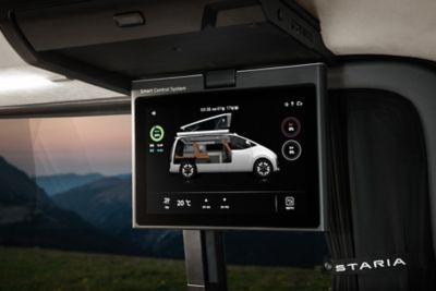 The camping control touchscreen inside the Hyundai STARIA Camper Concept.