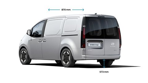 3/4 view of Hyundai STARIA Cargo electric with Sliding doors information