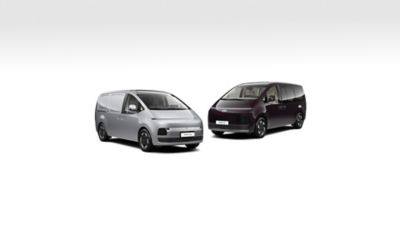Hyundai STARIA Cargo and STARIA Electric illustrating versatile passenger and cargo solutions for fleet operations.